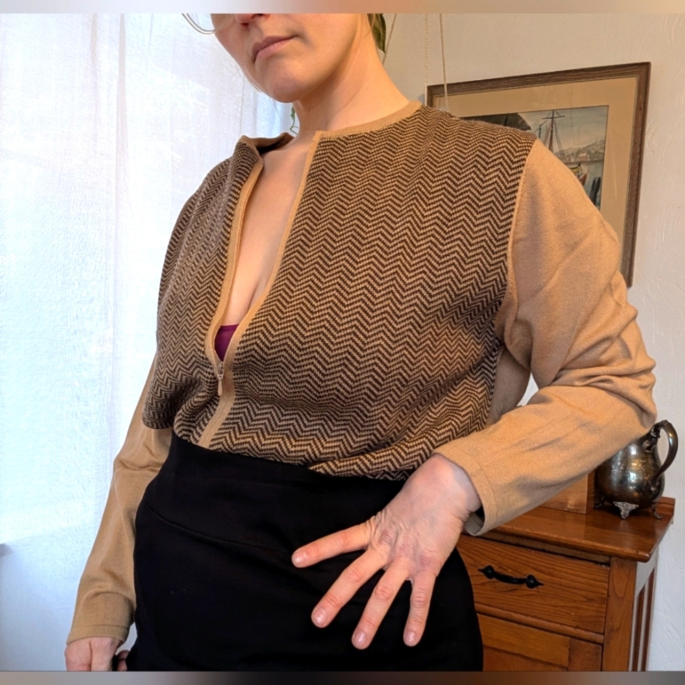 NWOT Vintage LORD & TAYLOR - Italian merino wool sweater - tan/brown - 1X